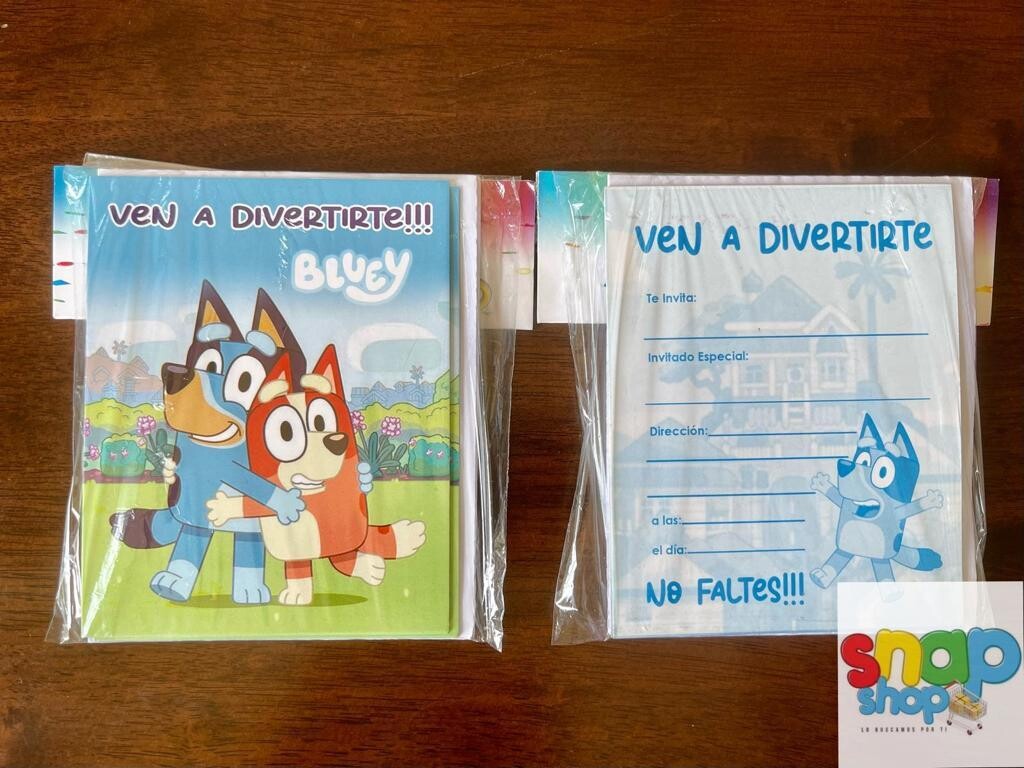 Paquete de 10 invitaciones Bluey
