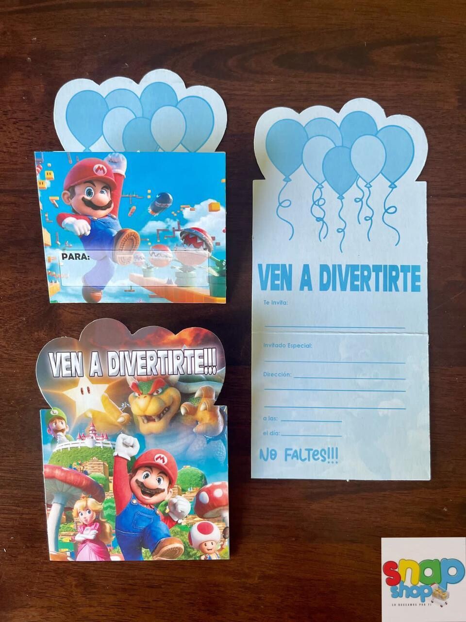 Paquete de 10 invitaciones troqueladas Super Mario