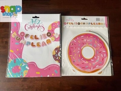 Letrero Feliz Cumpleaños Donas postres 
