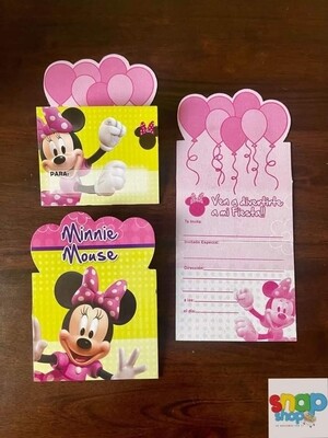 Paquete de 10 invitaciones troqueladas Minnie