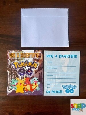 Paquete de 10 invitaciones Pokemon