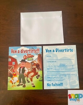 Paquetes de de 10 invitaciones la  granja de zenon