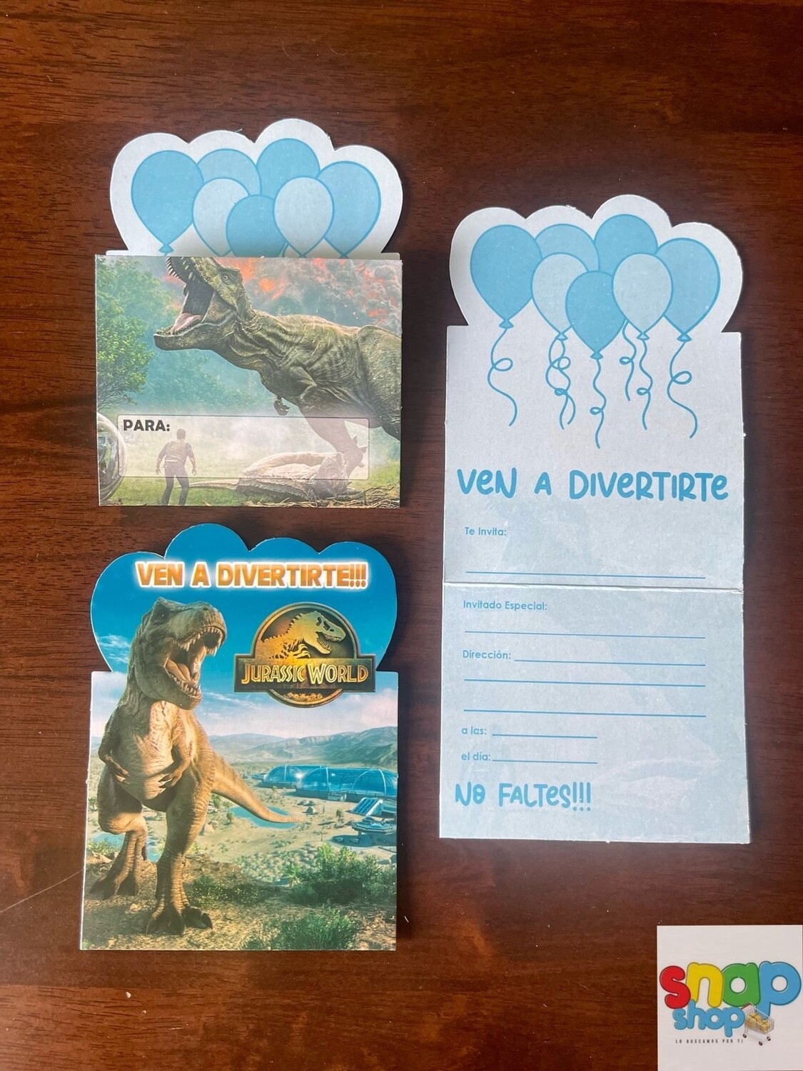 Paquete de 10 invitaciones troqueladas Jurassic Dinosaurio 