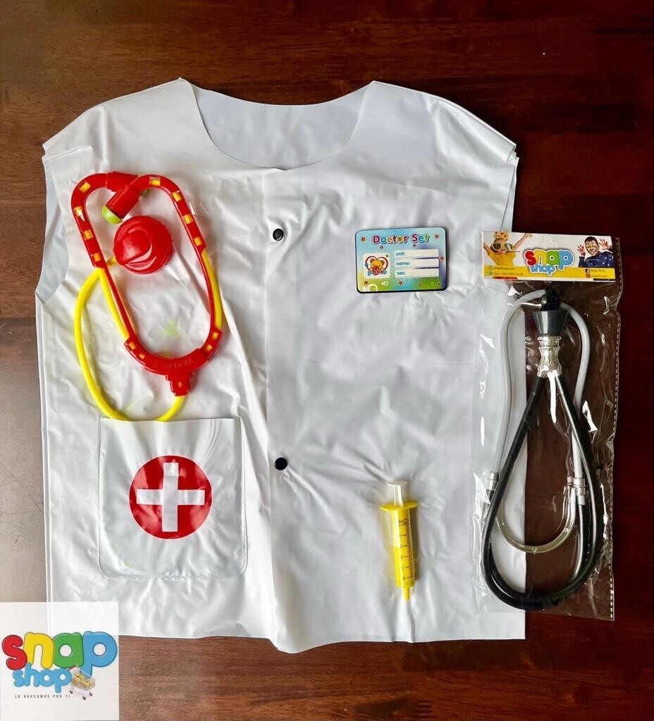 Chaleco plástico de Dr o Dra con accesorios 👩‍⚕️👨🏻‍⚕️🩺