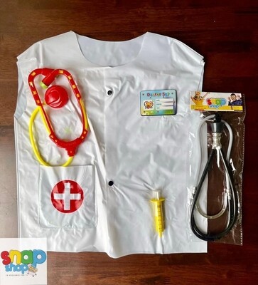 Chaleco plástico de Dr o Dra con accesorios 👩‍⚕️👨🏻‍⚕️🩺