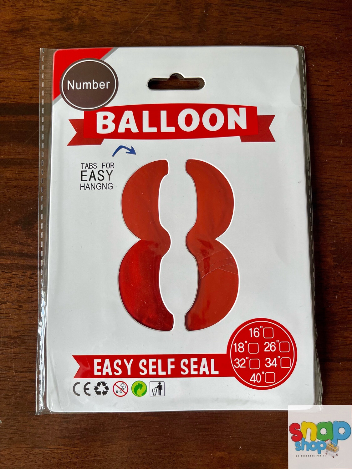 Globo #8 rojo 32”