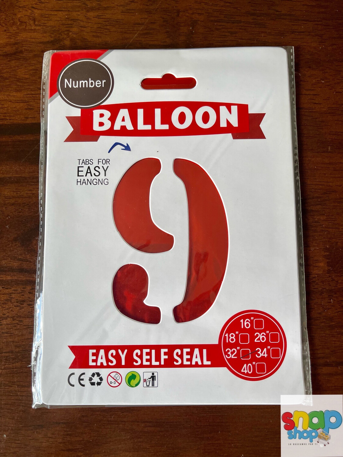 Globo #9 rojo 32”