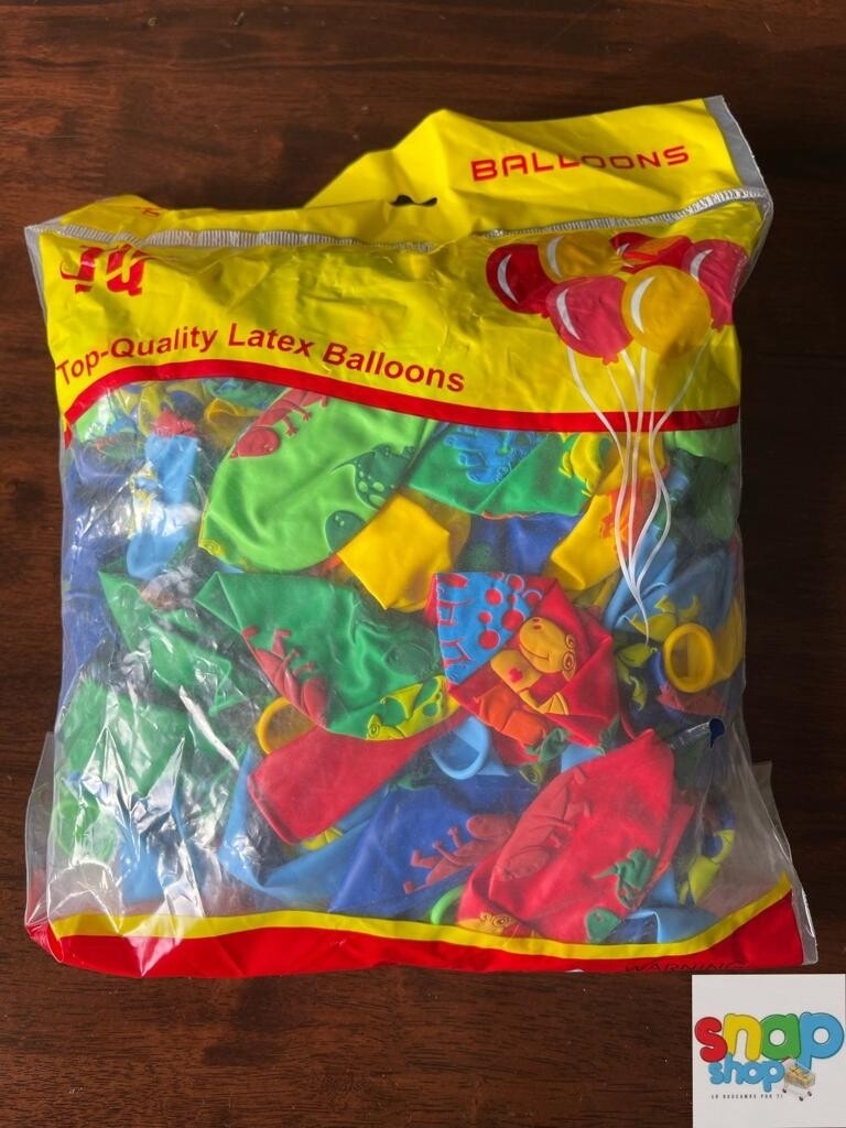 Paquete de 24 globos látex de colores Dinosaurios