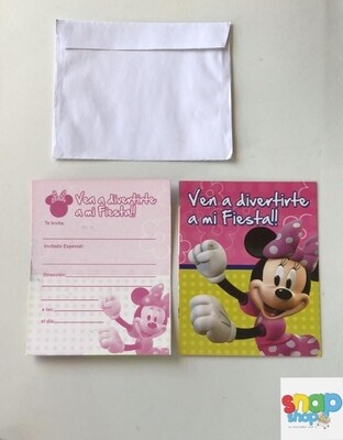 Paquete de 10 invitaciones Minnie cuadrada