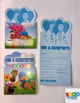 Paquete de 10 invitaciones Pocoyo 