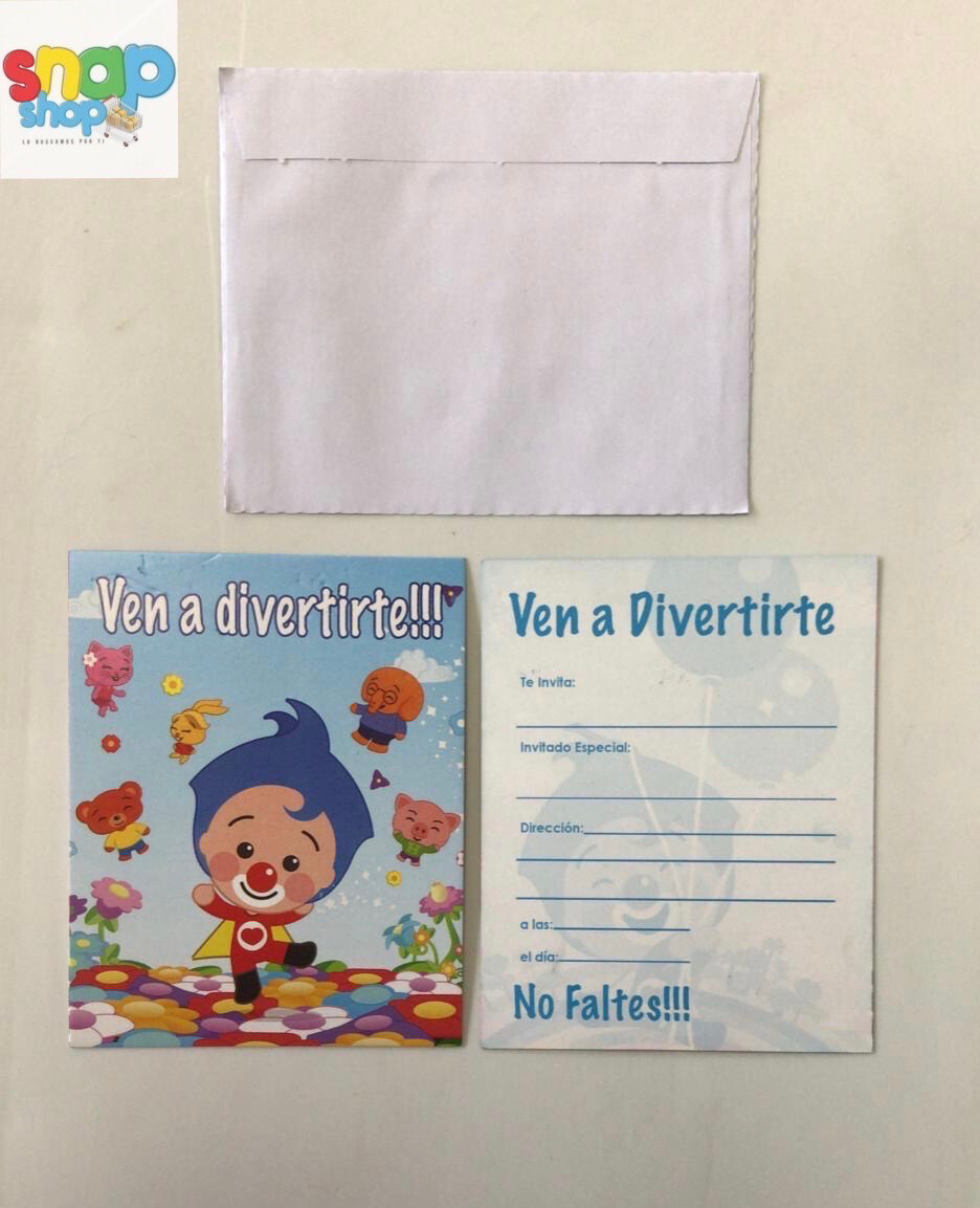 Paquete 10 invitaciones Plim Plim