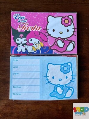 Paquete de 10 invitaciones Hello Kitty y Kuromi