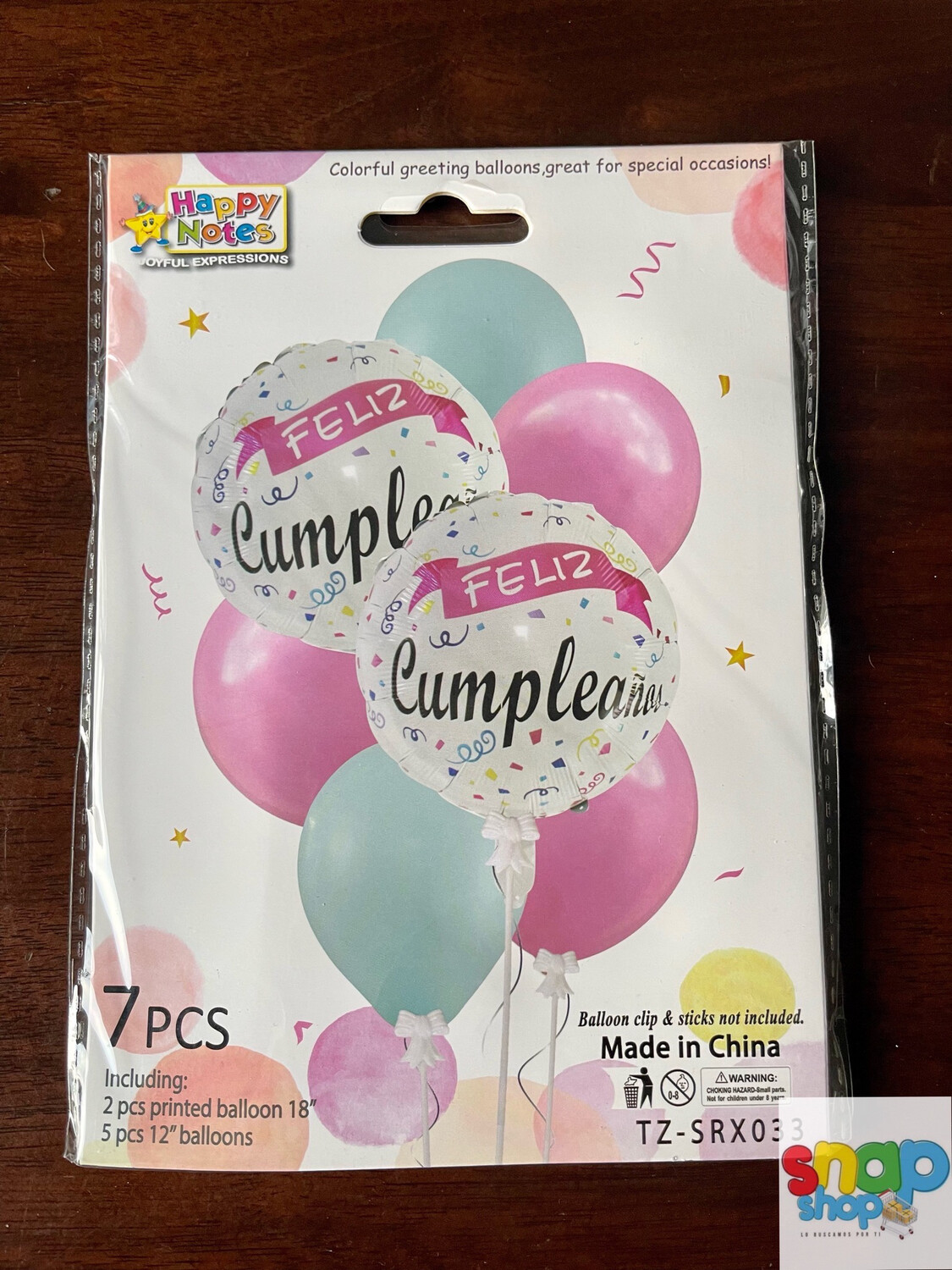 Set de 7 globos Feliz cumpleaños genéricos