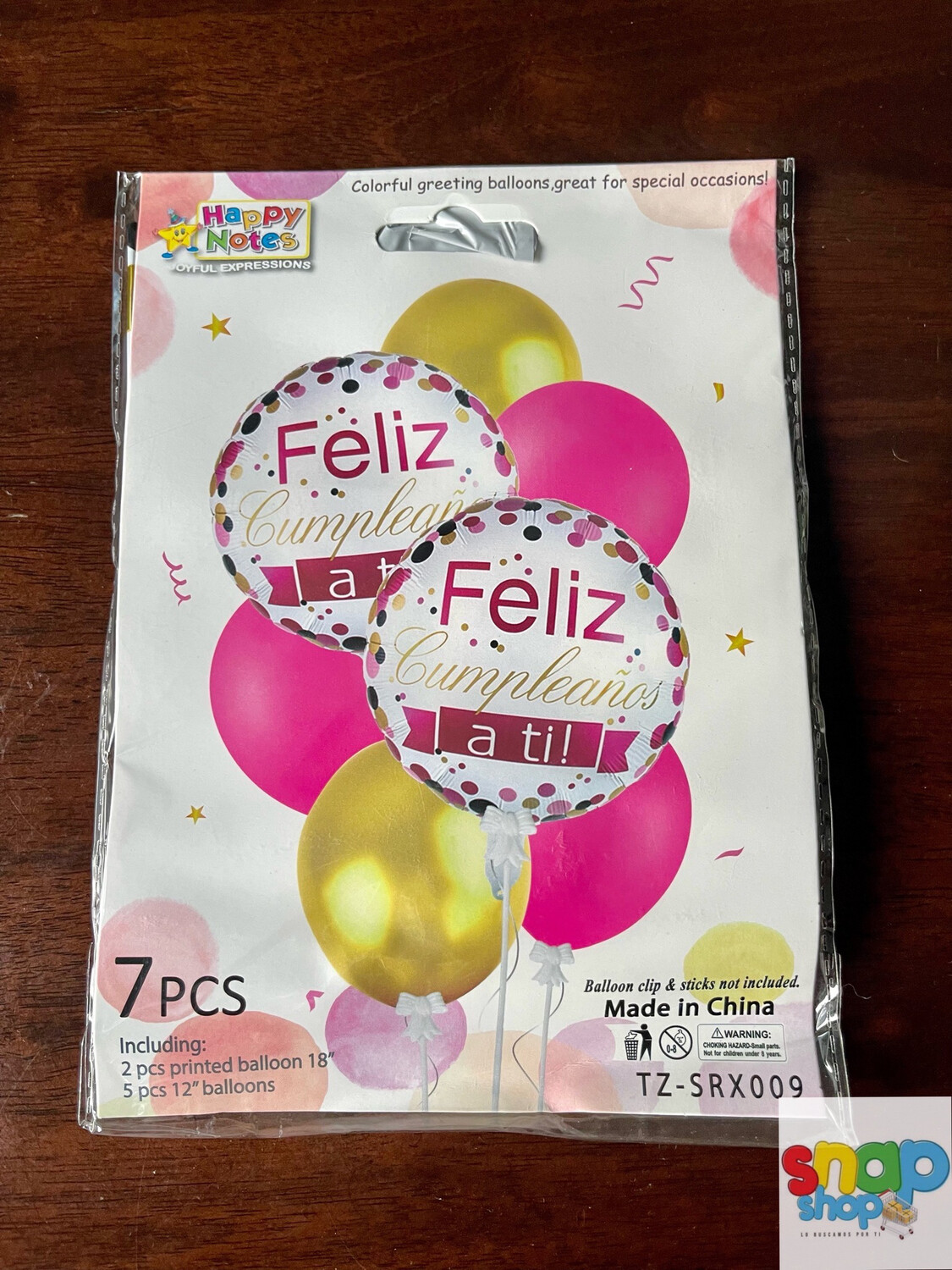 Set de 7 globos Feliz cumpleaños genéricos