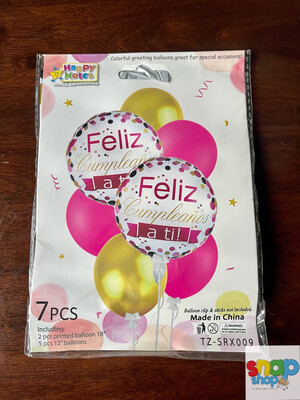 Set de 7 globos Feliz cumpleaños genéricos