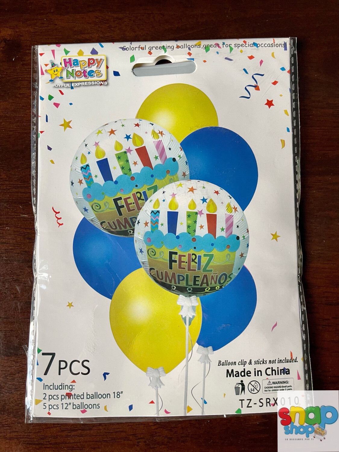 Set de 7 globos Feliz cumpleaños genéricos
