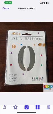 Globos de # del 0 al 9 color plateado