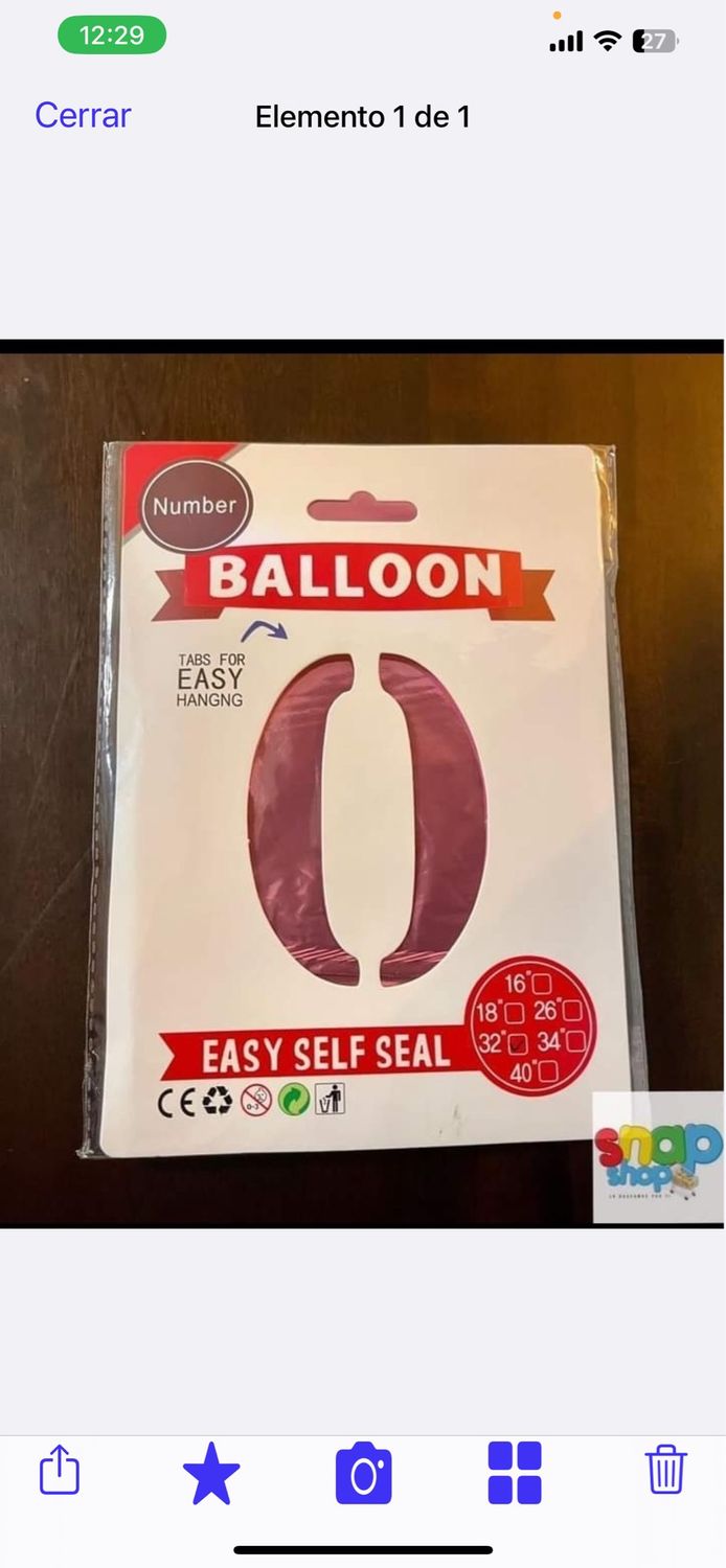 Globos de # del 0 al 9 color Rosado