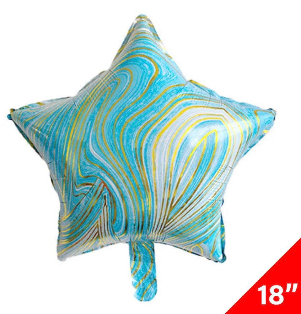 Globo estrella Marmoleado celeste 18”