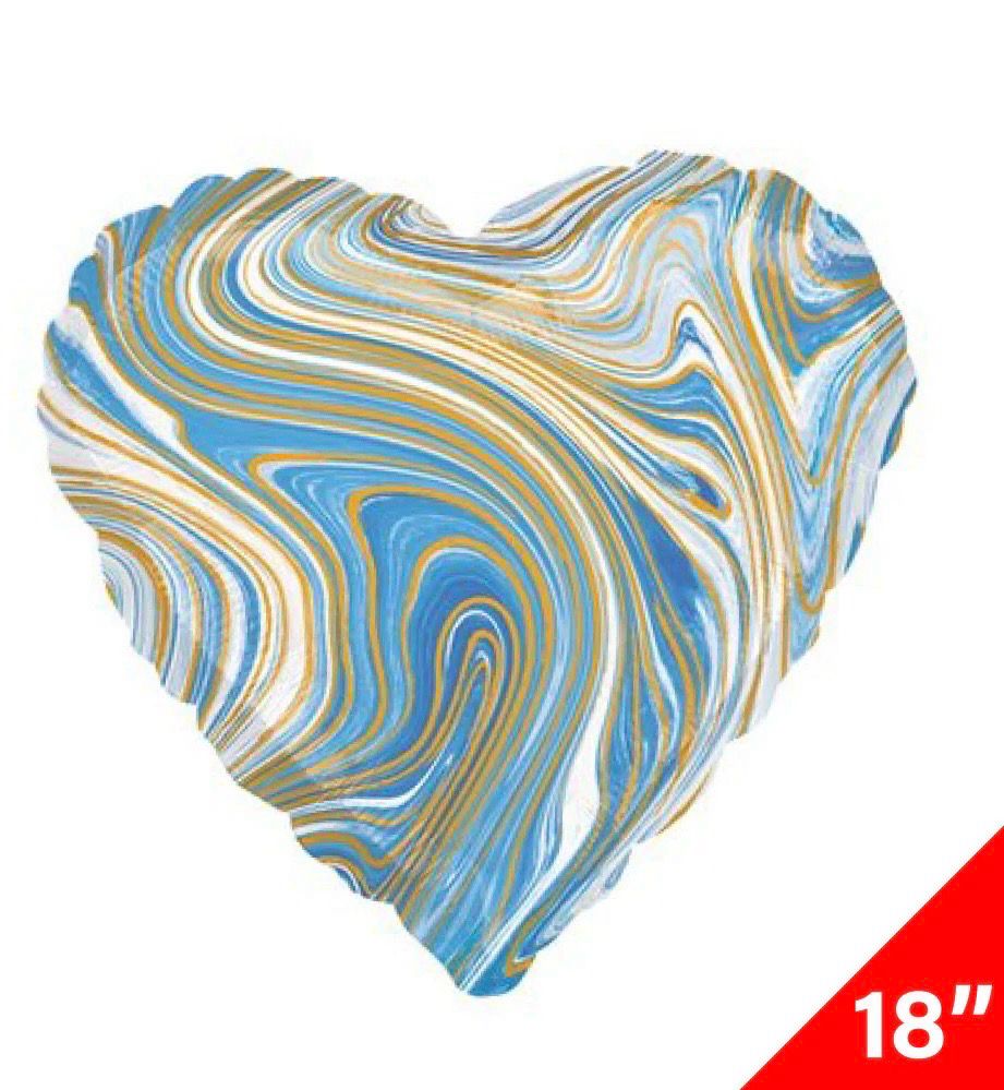 Globo corazón celeste Marmoleado