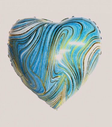 Globo corazón Marmoleado Aqua