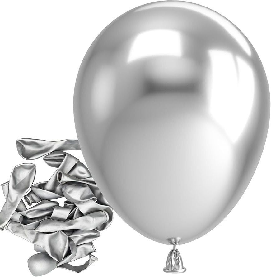 Paquete 24 globos látex plateados