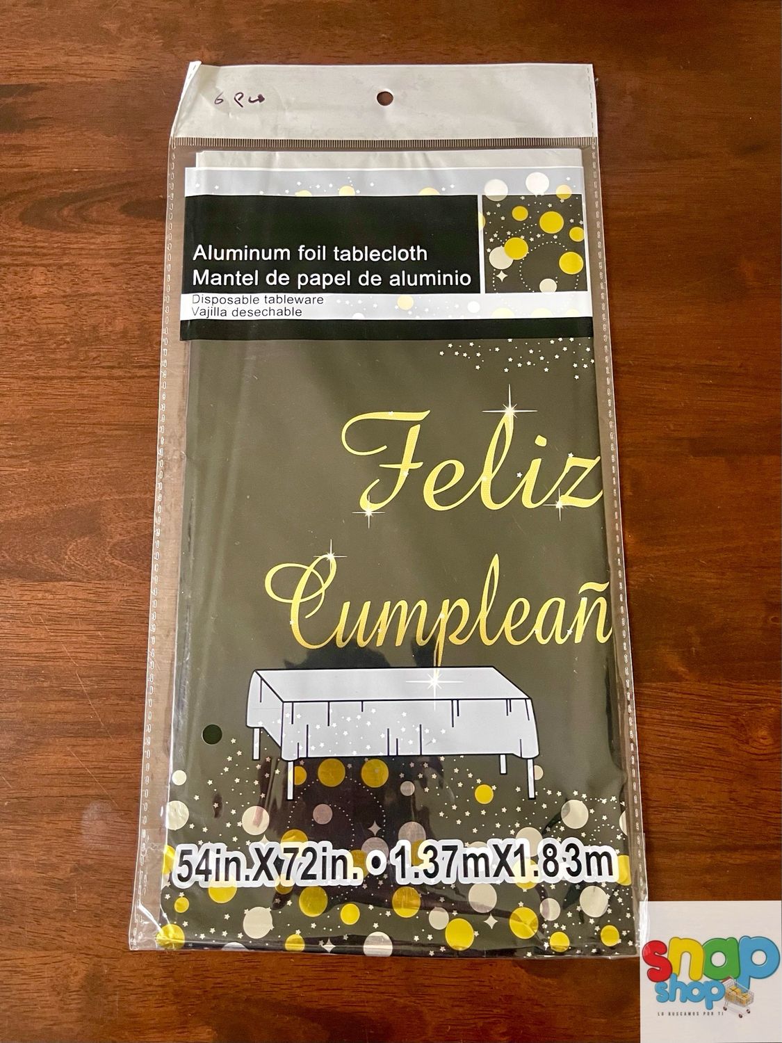 Mantel Feliz cumpleaños dorado con negro