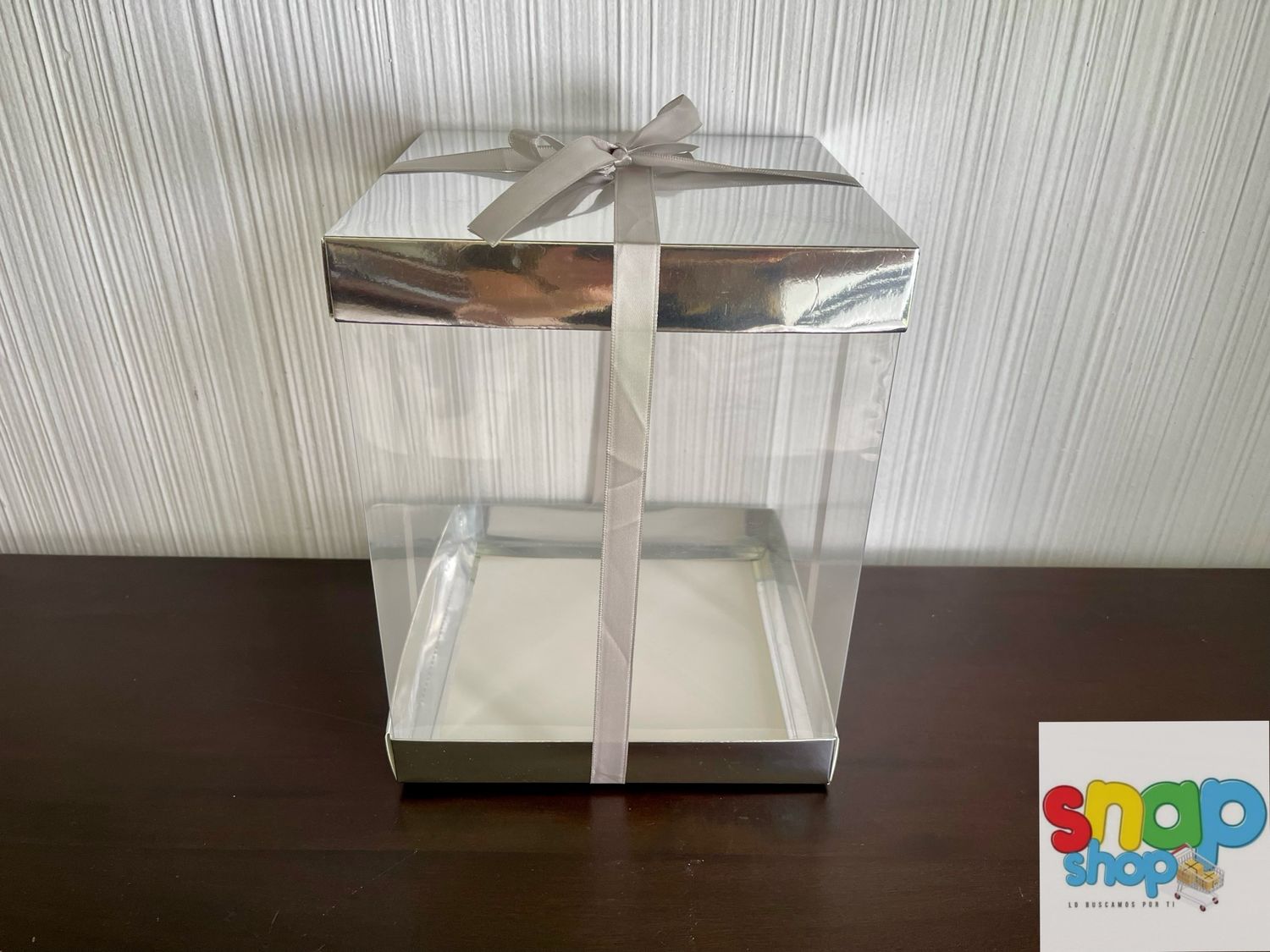 Caja Acetato transparente con Plateado