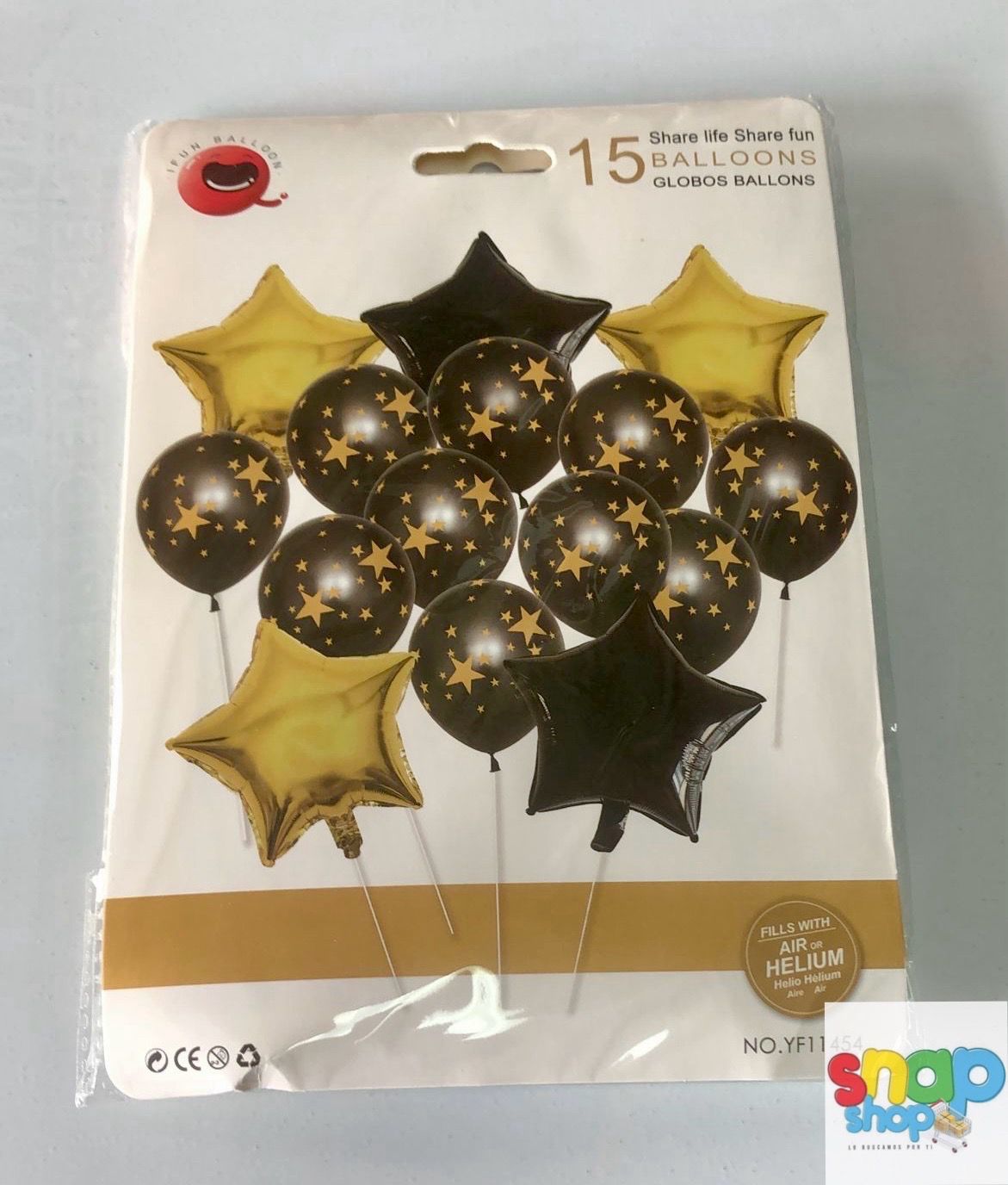 Set de globos negros con dorados