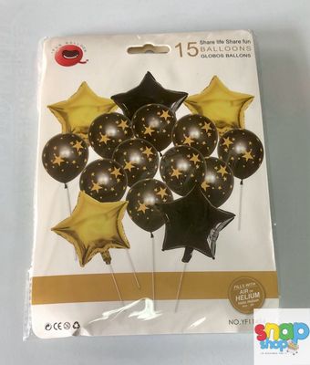 Set de globos negros con dorados