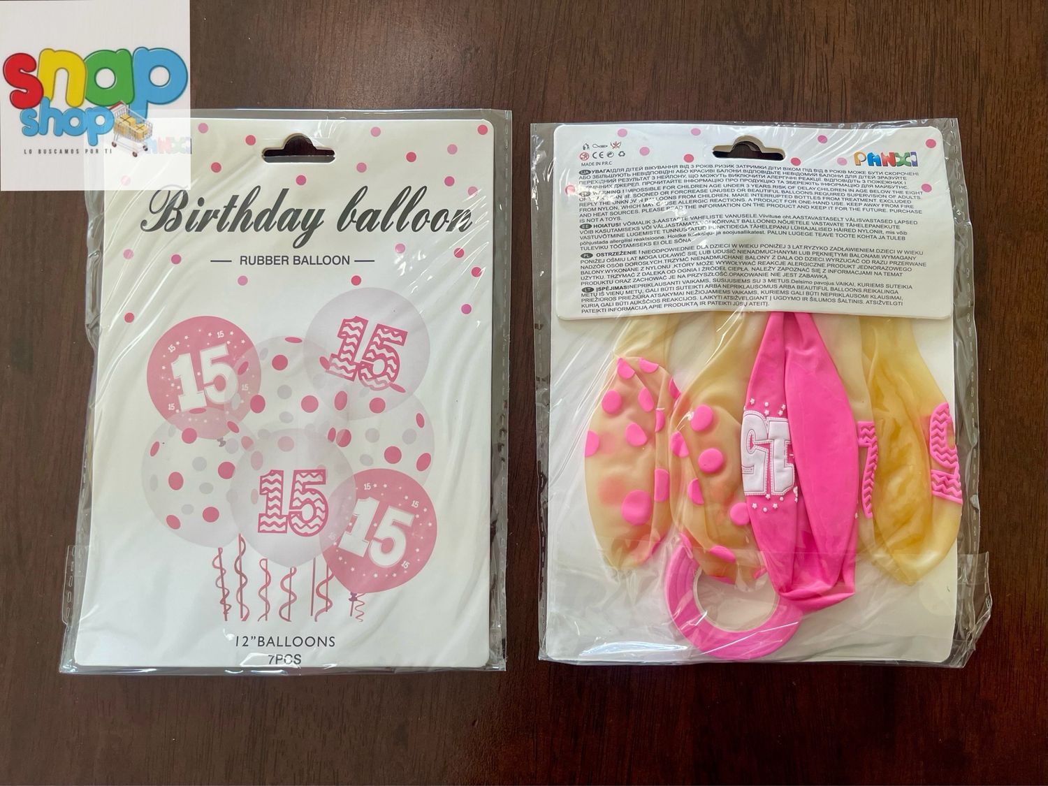 Set globos látex 15 años niña