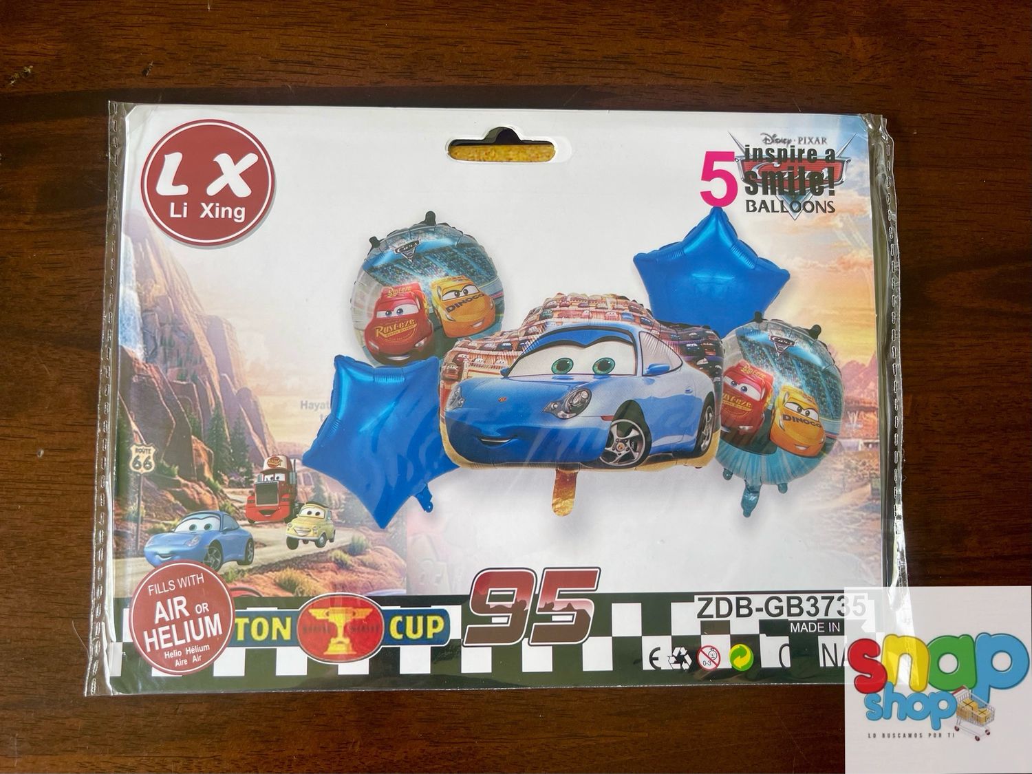 Set 5 globos Cars azul