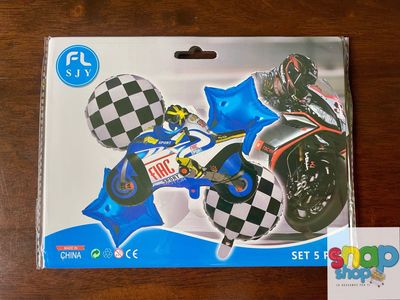 Set de 5 globos moto azul