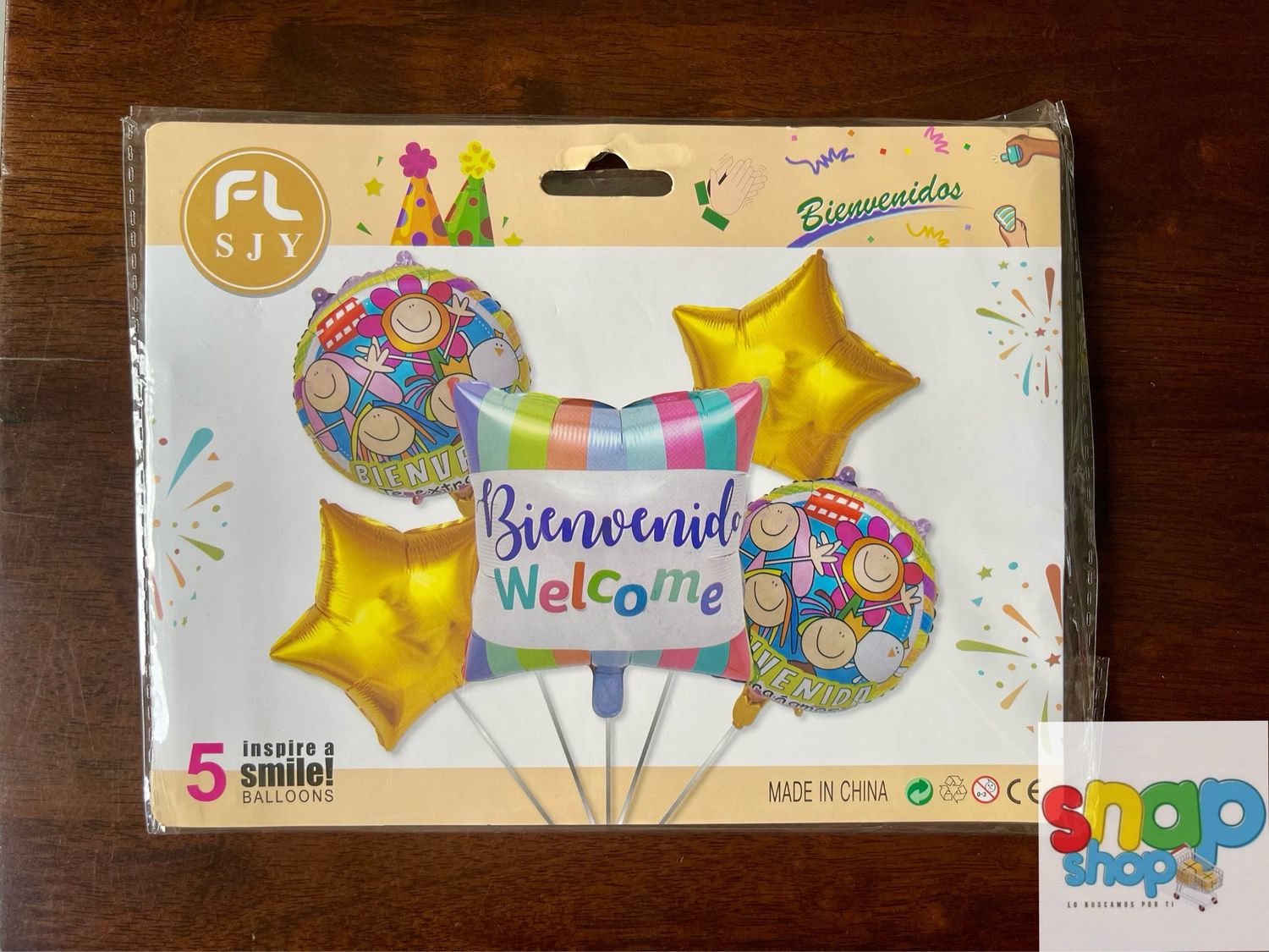 Set de 5 globos Bienvenido