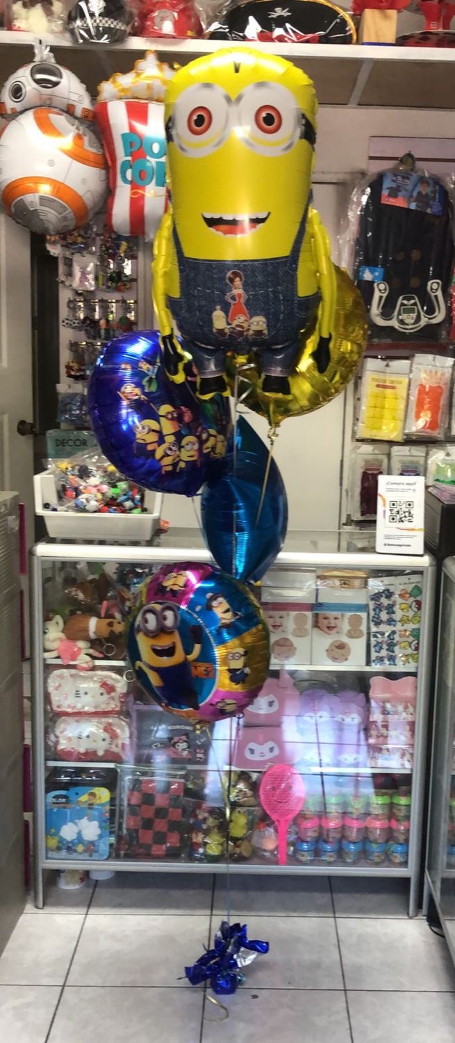 Arreglo de 5 globos ( set ) con helio con base