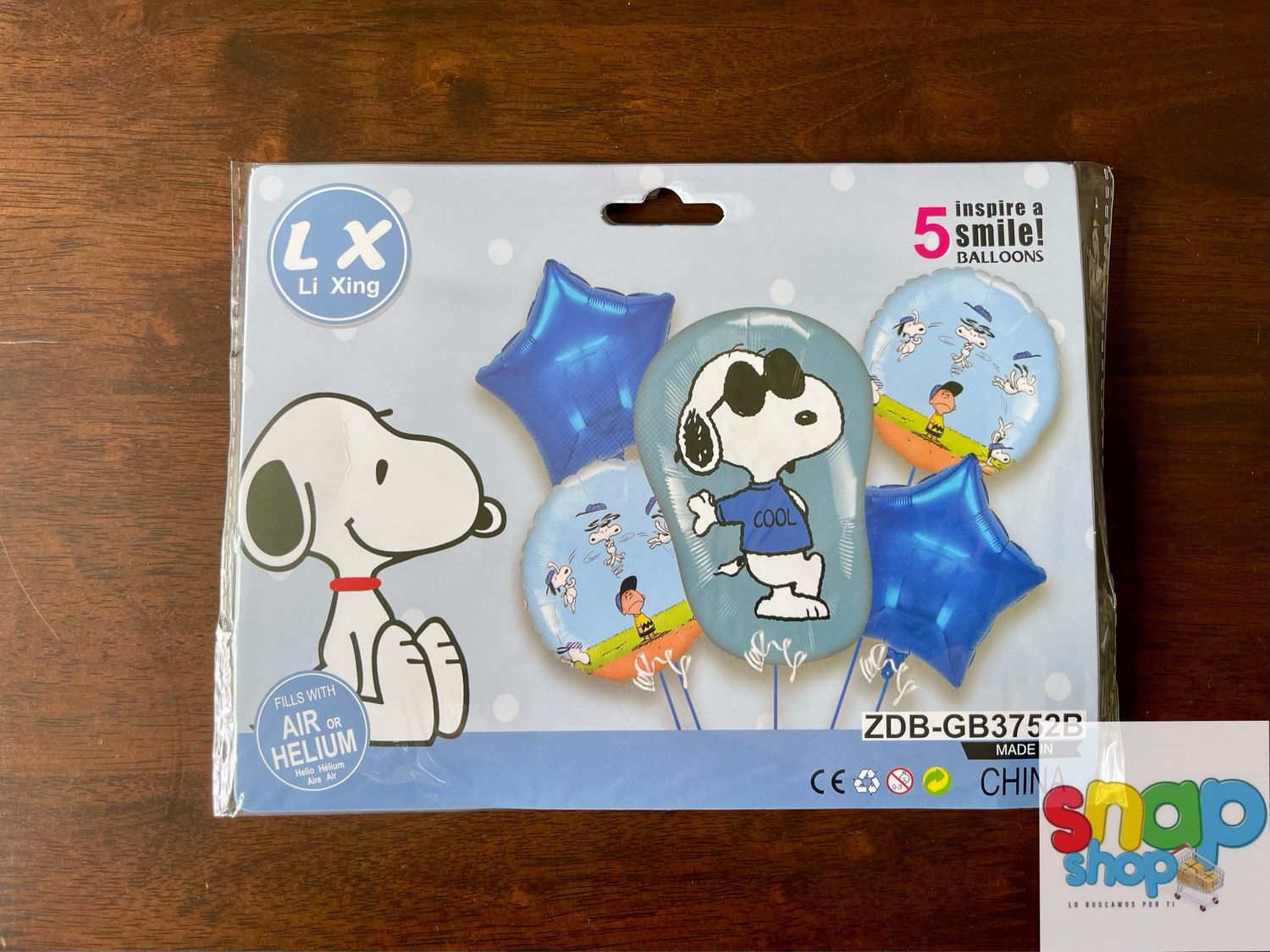 Set de 5 globos Snoopy