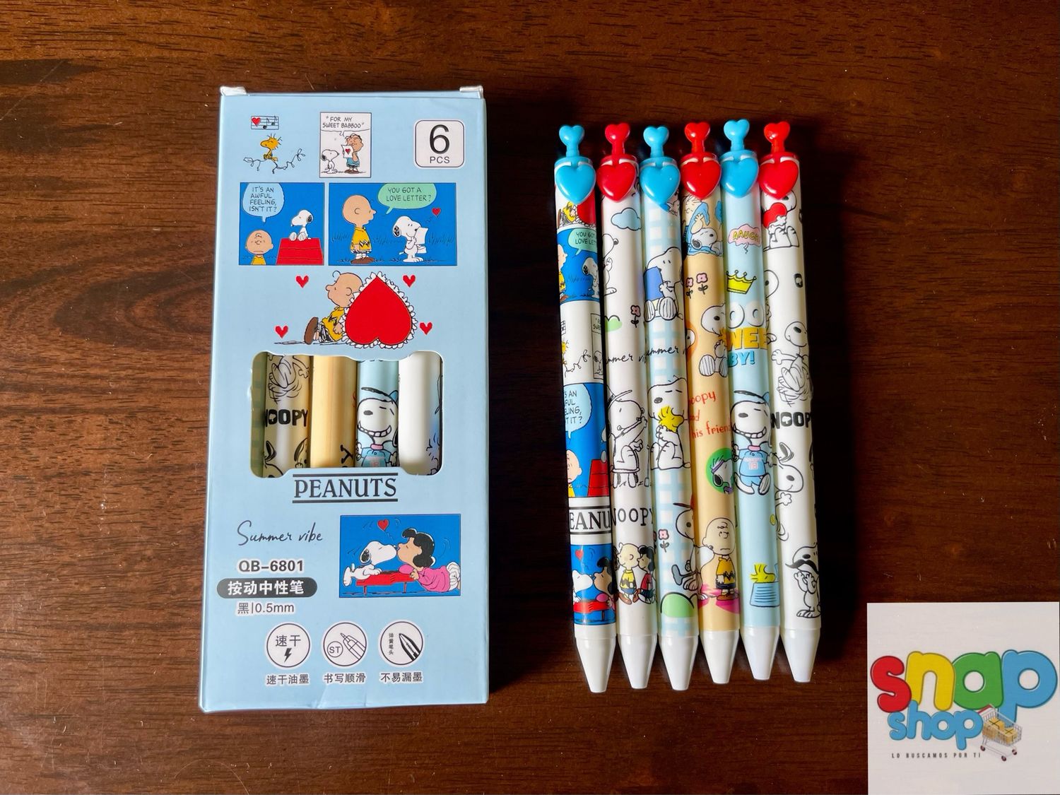 Set 6 lapiceros Snoopy