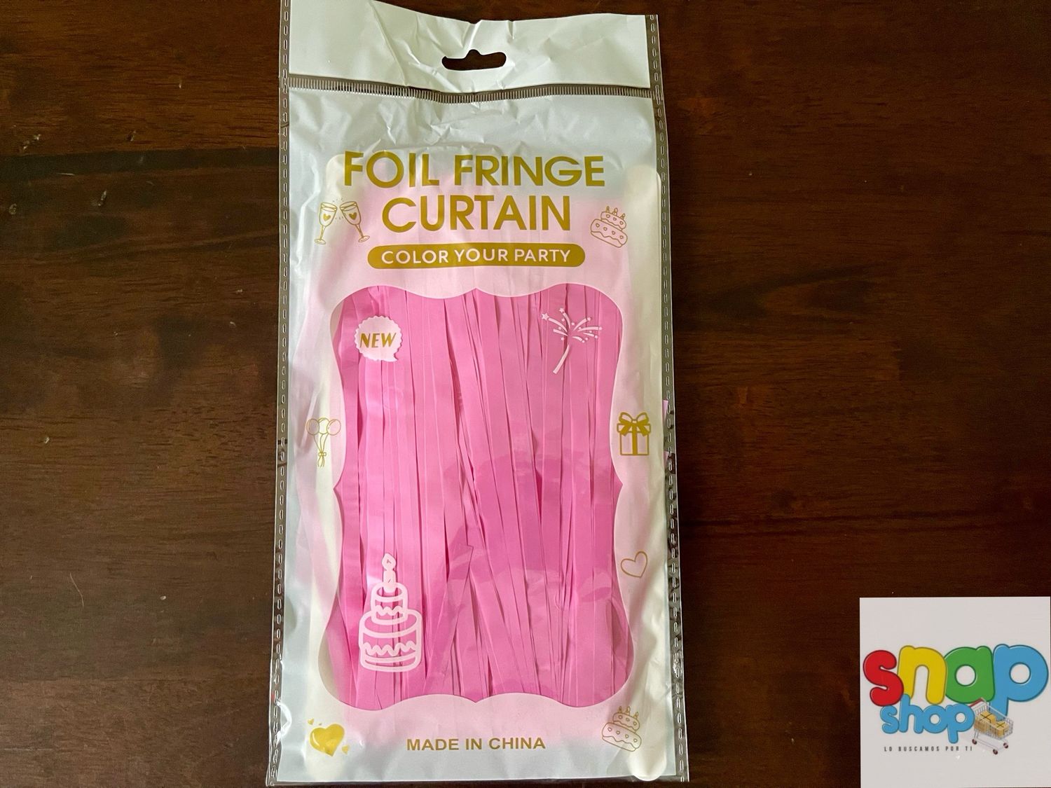 Cortina rosada pastel de tiras