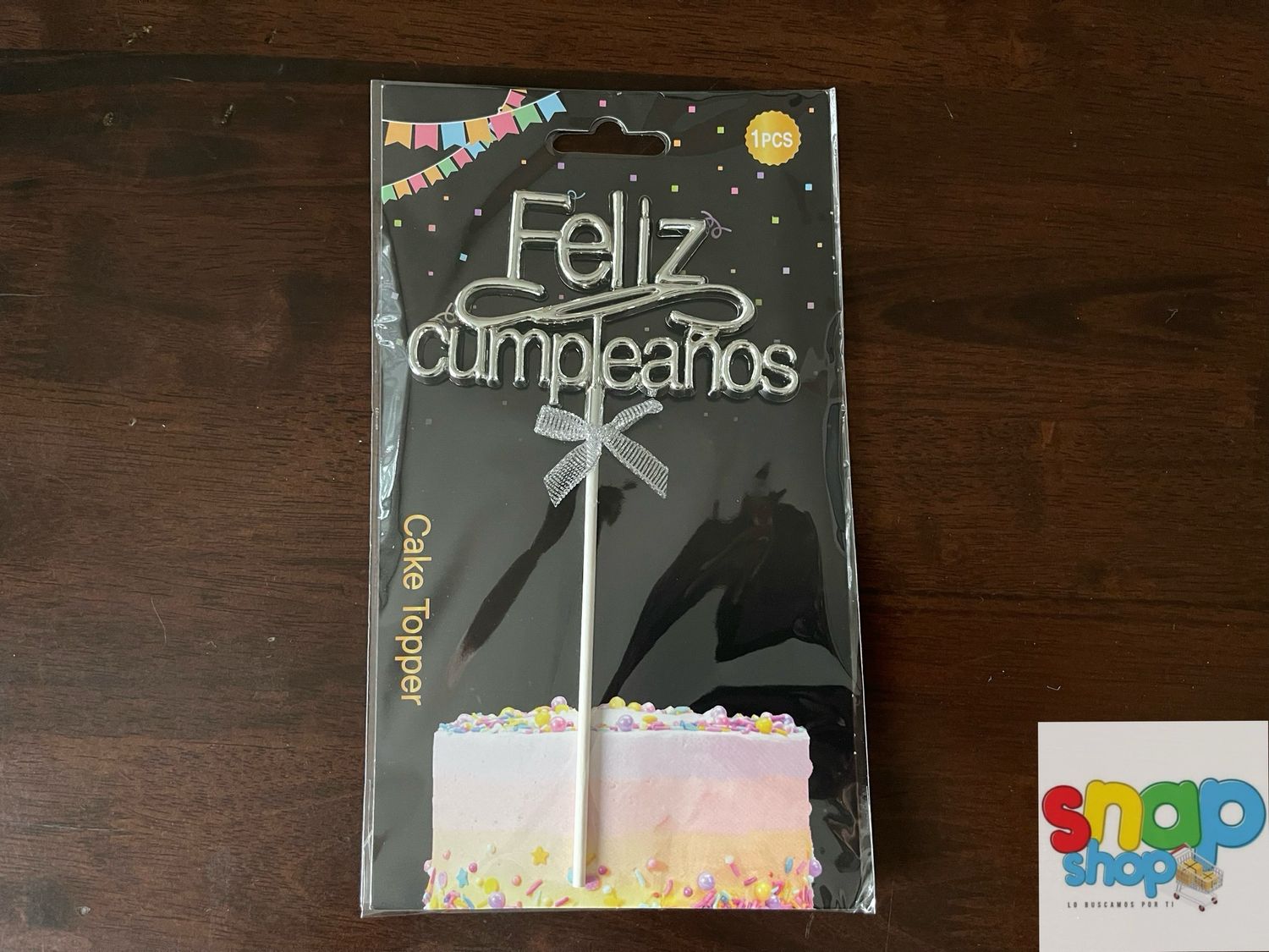 Cake Topper Feliz Cumpleaños plateado o dorado