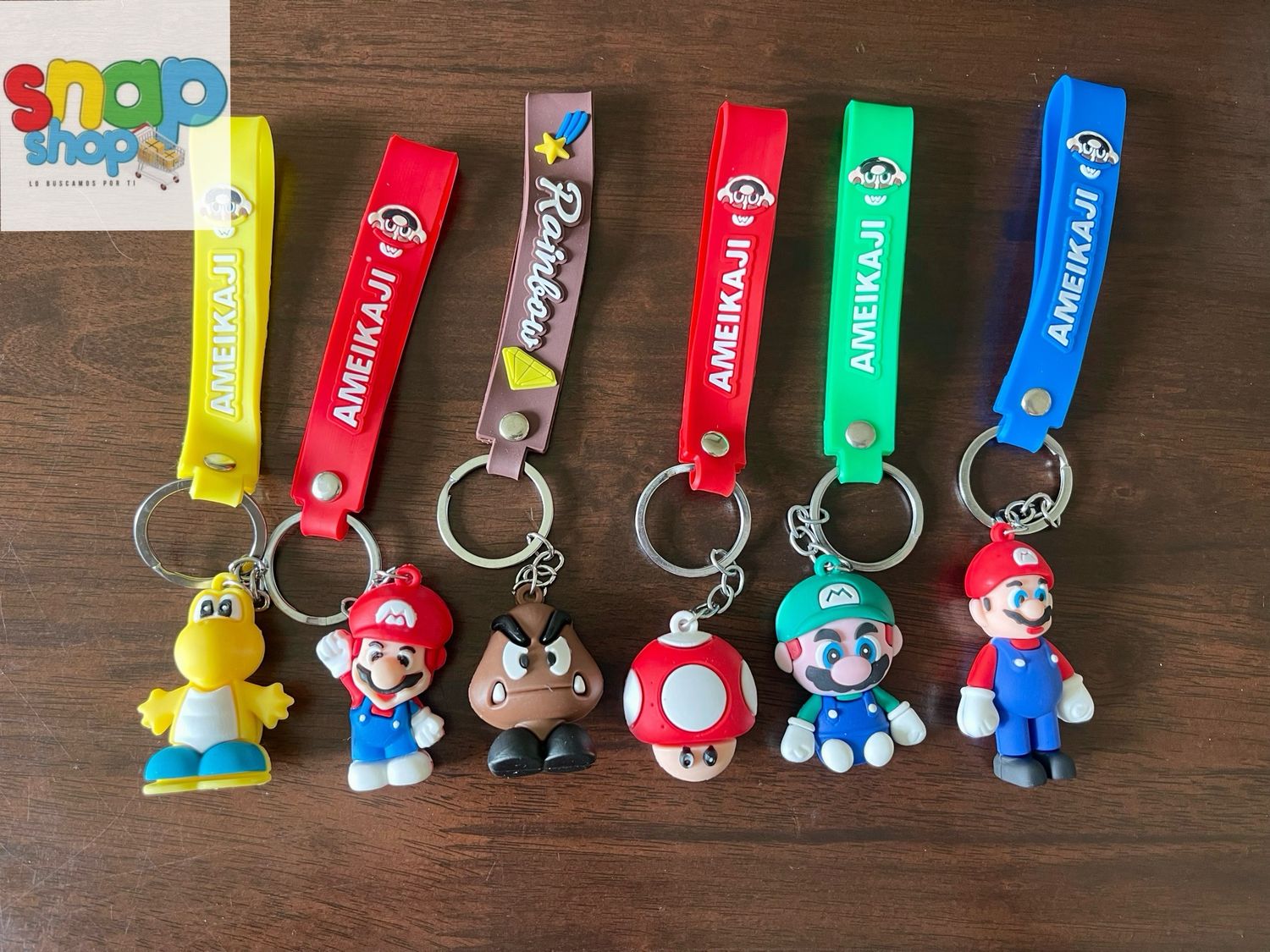 Colección 6 llaveros Súper Mario Bros.