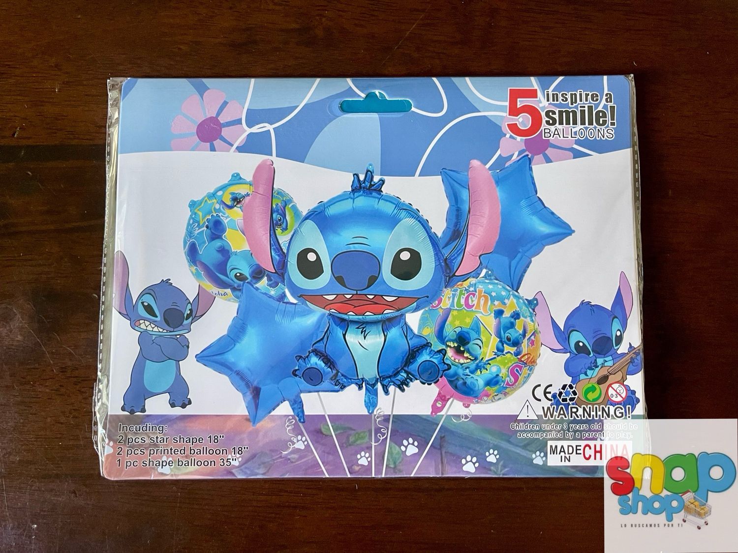 Set 5 globos Stitch