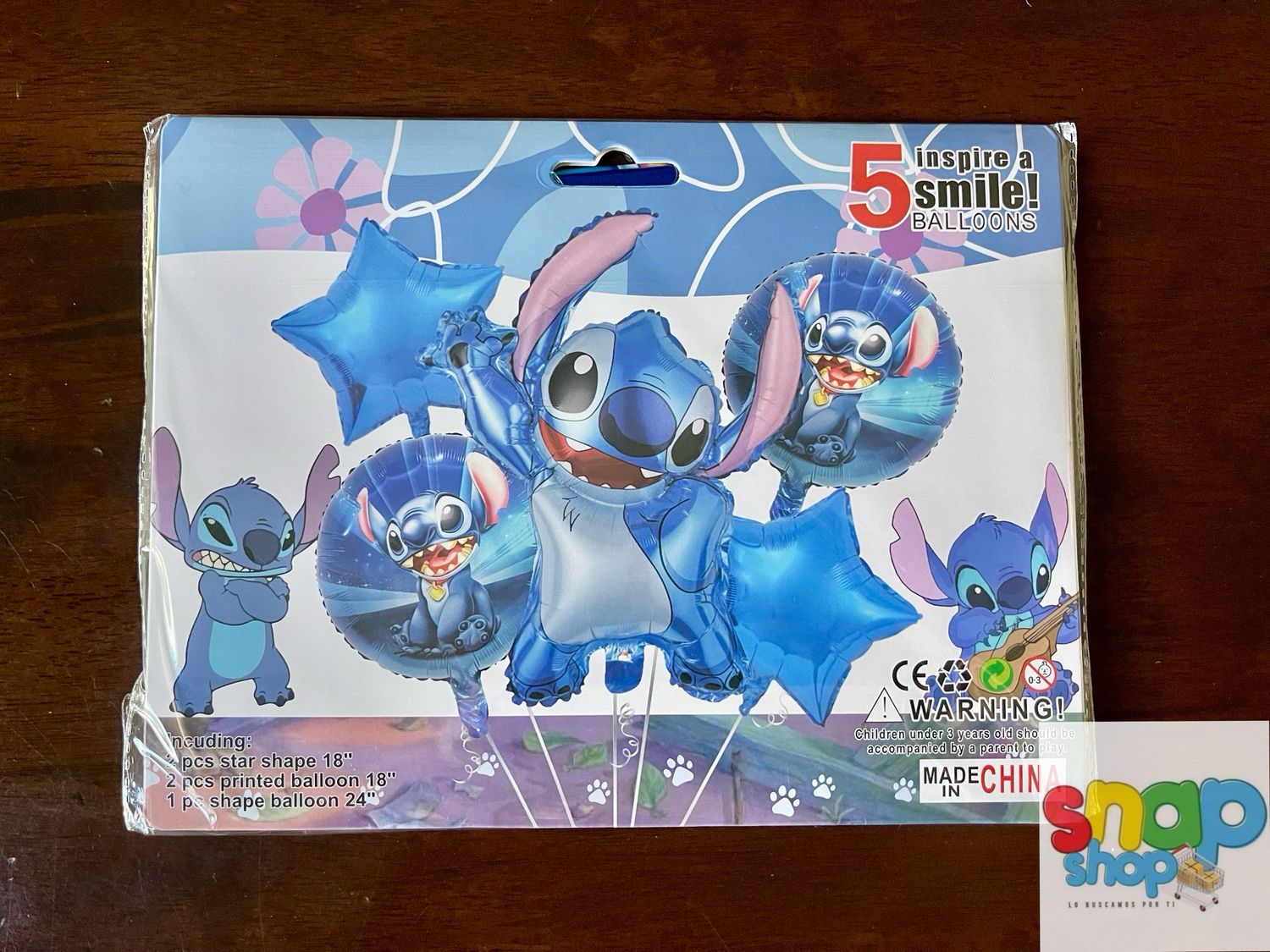 Set 5 globos Stitch