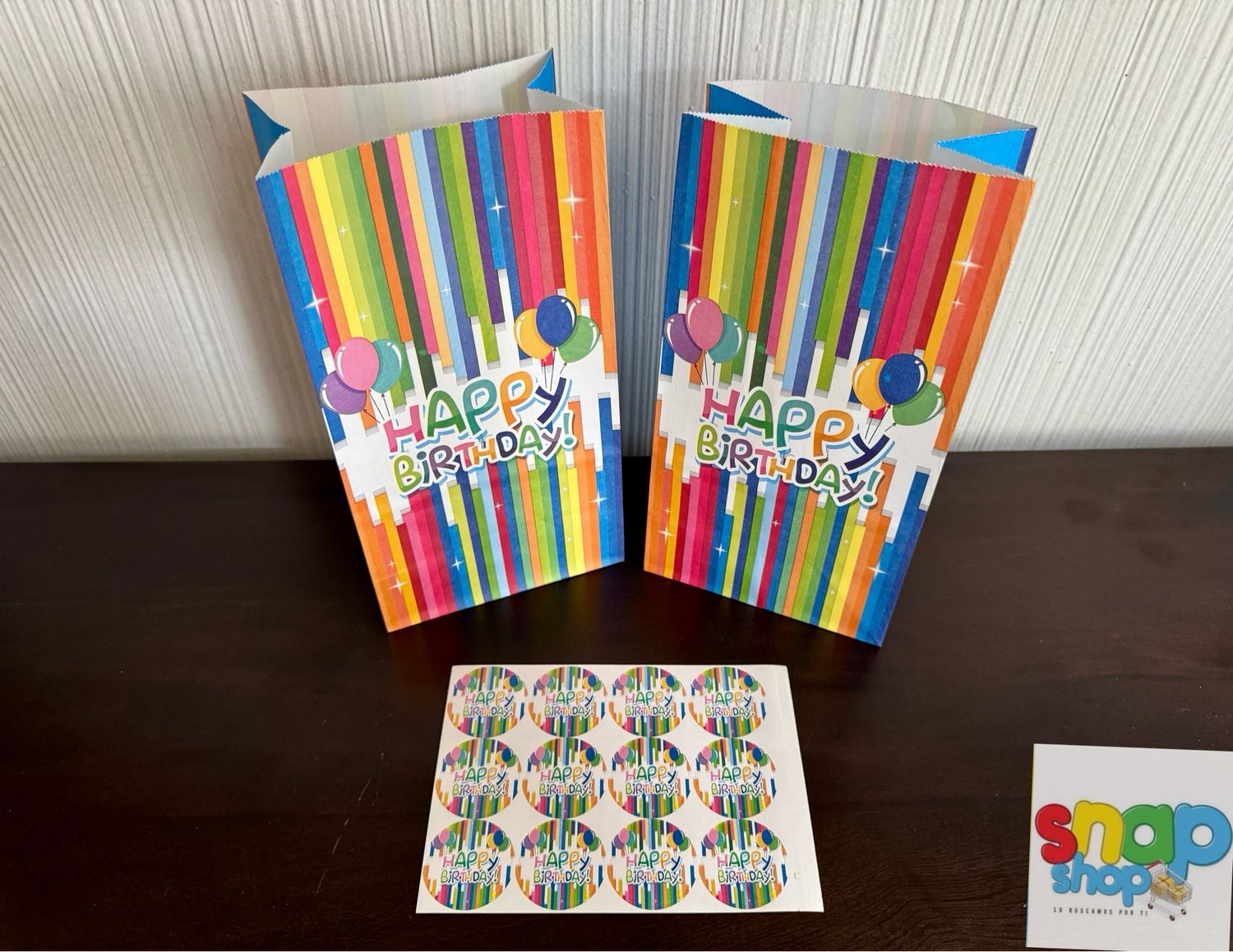 Paquete 12 bolsas para sorpresas Happy Birthday