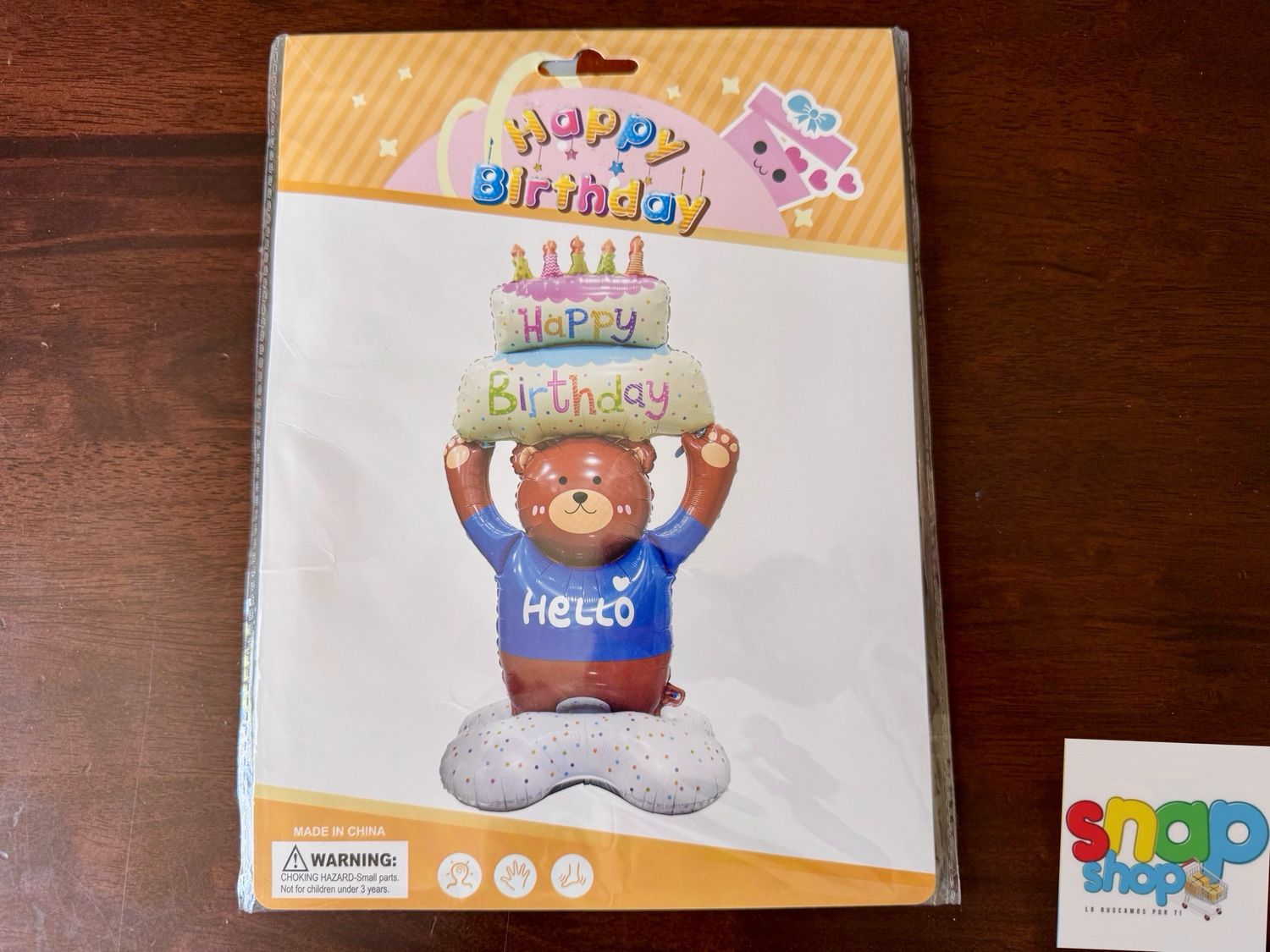 Globo de piso XL Oso Happy Birthday