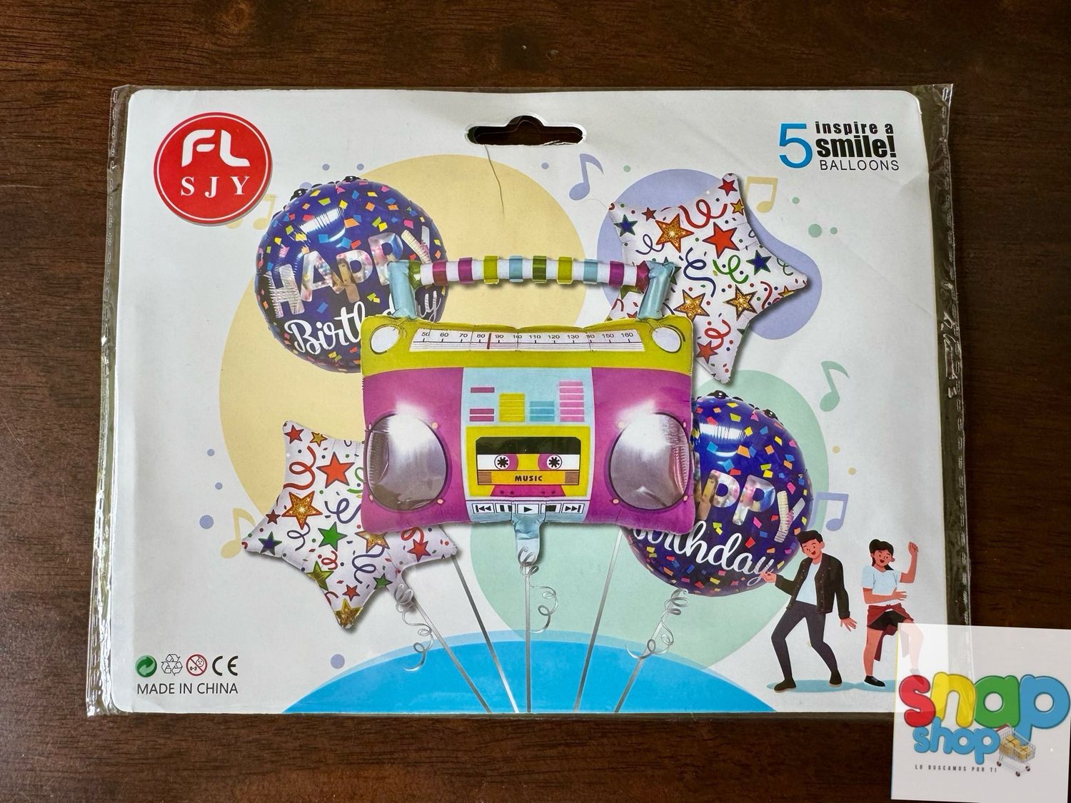 Set de 5 globos grabadora