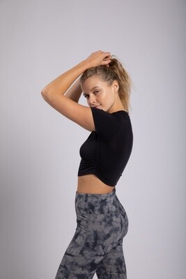 Womens Side Cinch Cropped Active Top