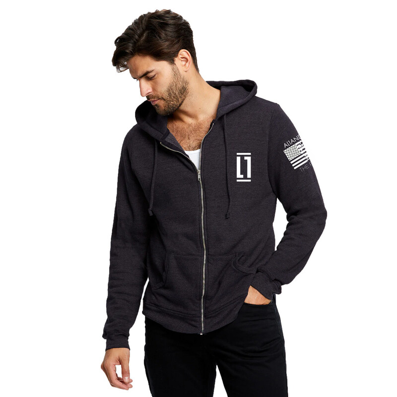 Flag Sleeve Zip-Up Hoodie