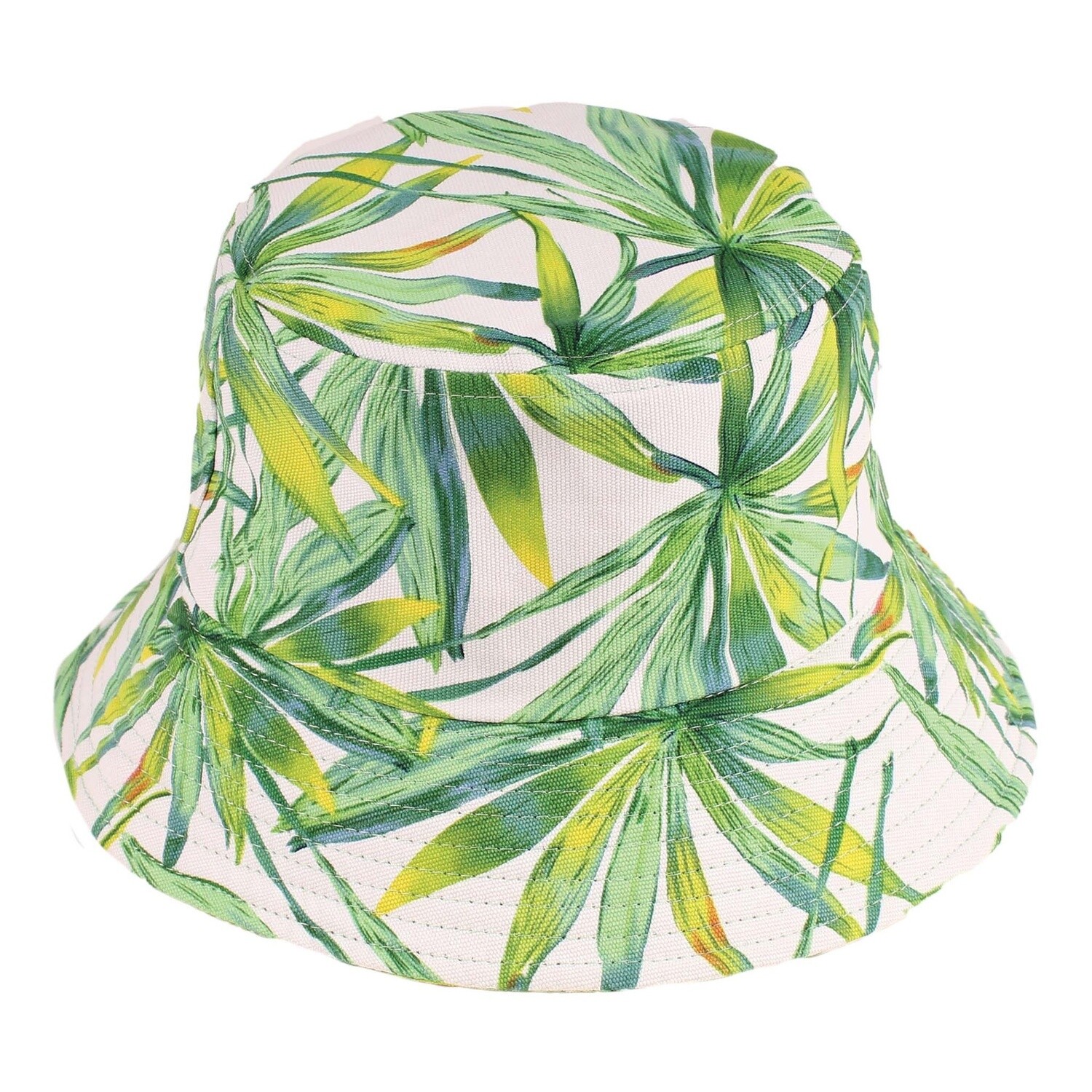 Tropical Leaf Print Bucket Hat, Size: O/S