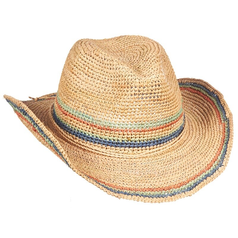 Trezza Shapeable Raffia Western Hat, Size: O/S, Colour: Light