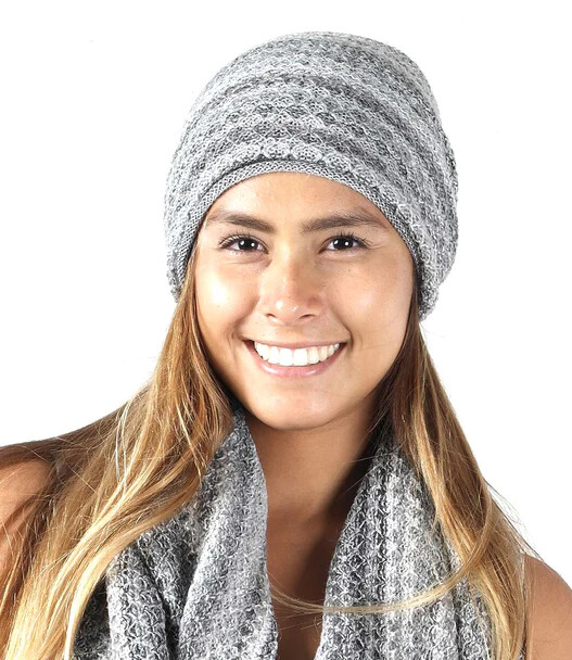 Alpaca Beanie Hat - Printed, Size: O/S, Colour: 01 Monochrome